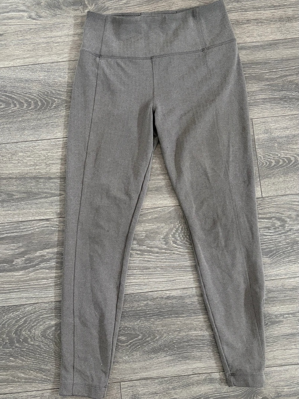 Athleta High-Waist Gray Ponte Leggings with Subtle Seam Detail